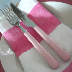 Cotton Candy Pink Pastel Cutlery, 4 Piece Set (Table Fork, Table Knife, Table Spoon, Teaspoon)
