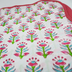 Fuchsia Flower Block Print Scallop Napkins, Set of 4