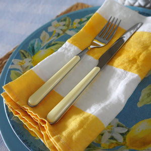 Butterscotch Yellow Cutlery, 4 Piece Set (Table Fork, Table Knife, Table Spoon, Teaspoon)