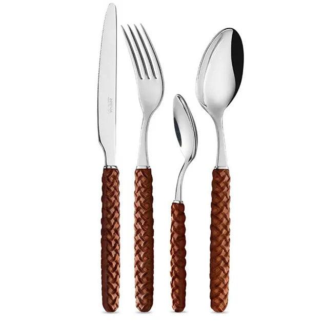 Rattan Cutlery, 4 Piece Set (Table Fork, Table Knife, Table Spoon, Teaspoon)