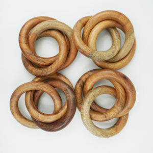 Caramel Beech Wood Napkin Rings, Set of 4