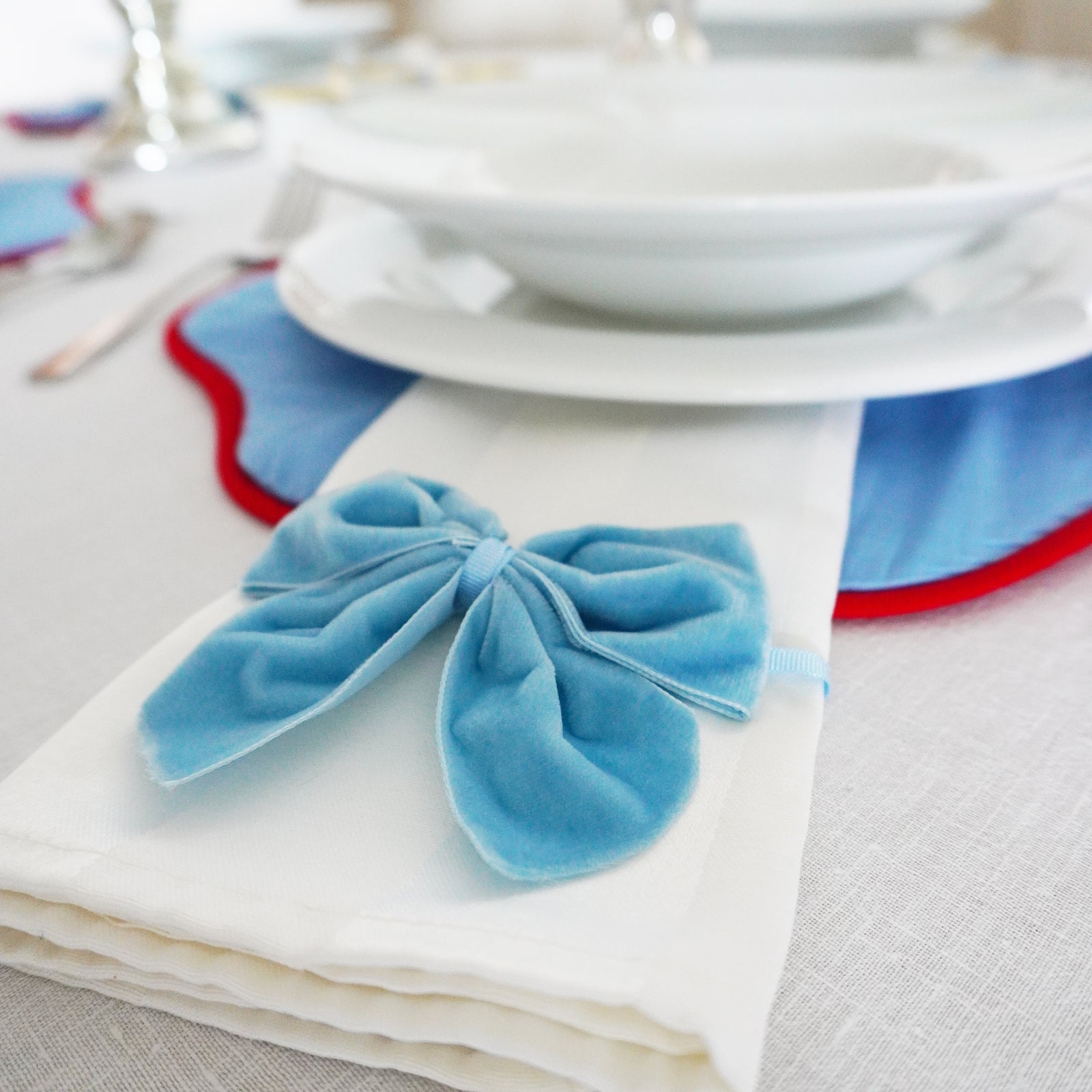 Sky Blue Napkin Bows, Set of 4