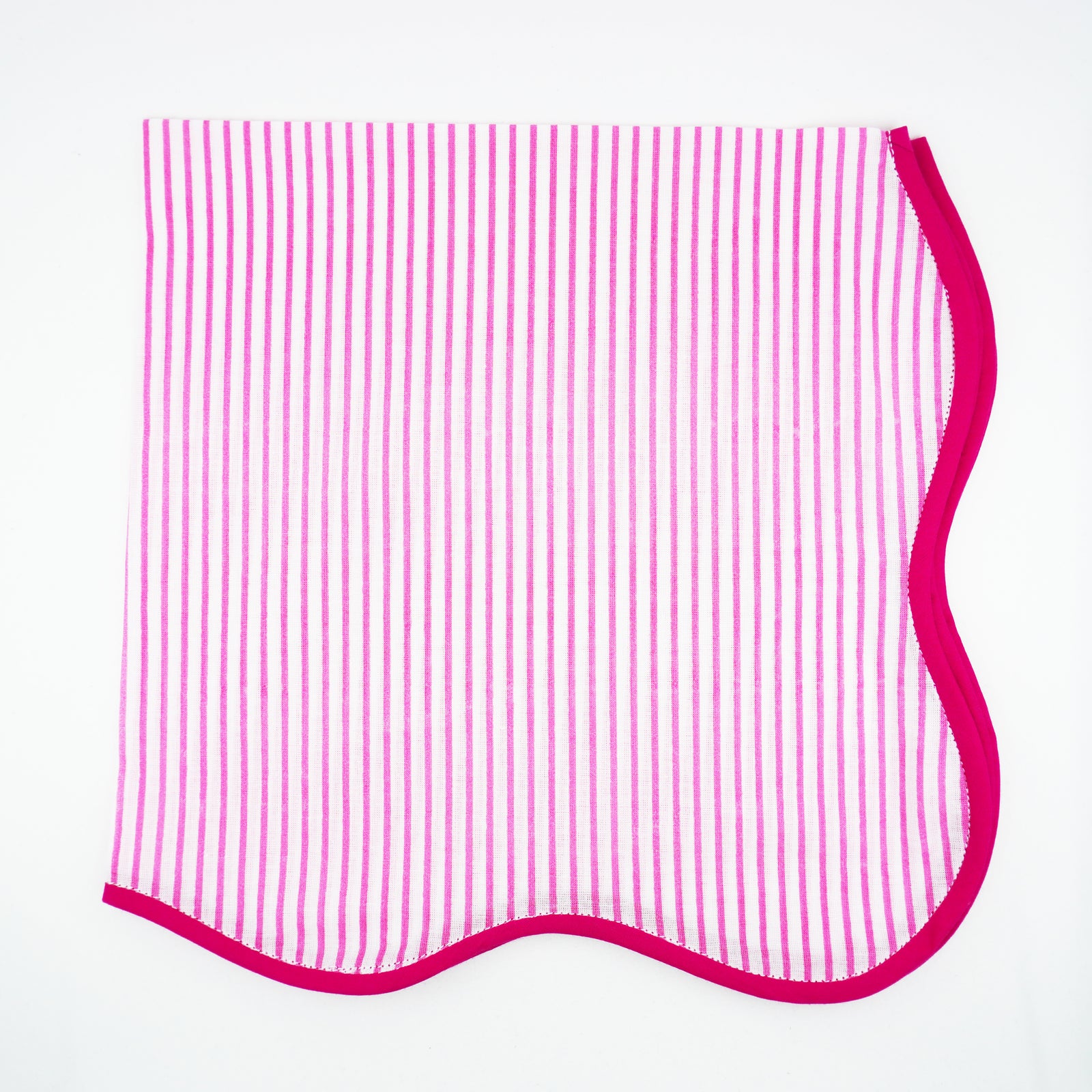 Fuchsia Pink Breton Striped Scallop Napkins, Set of 4