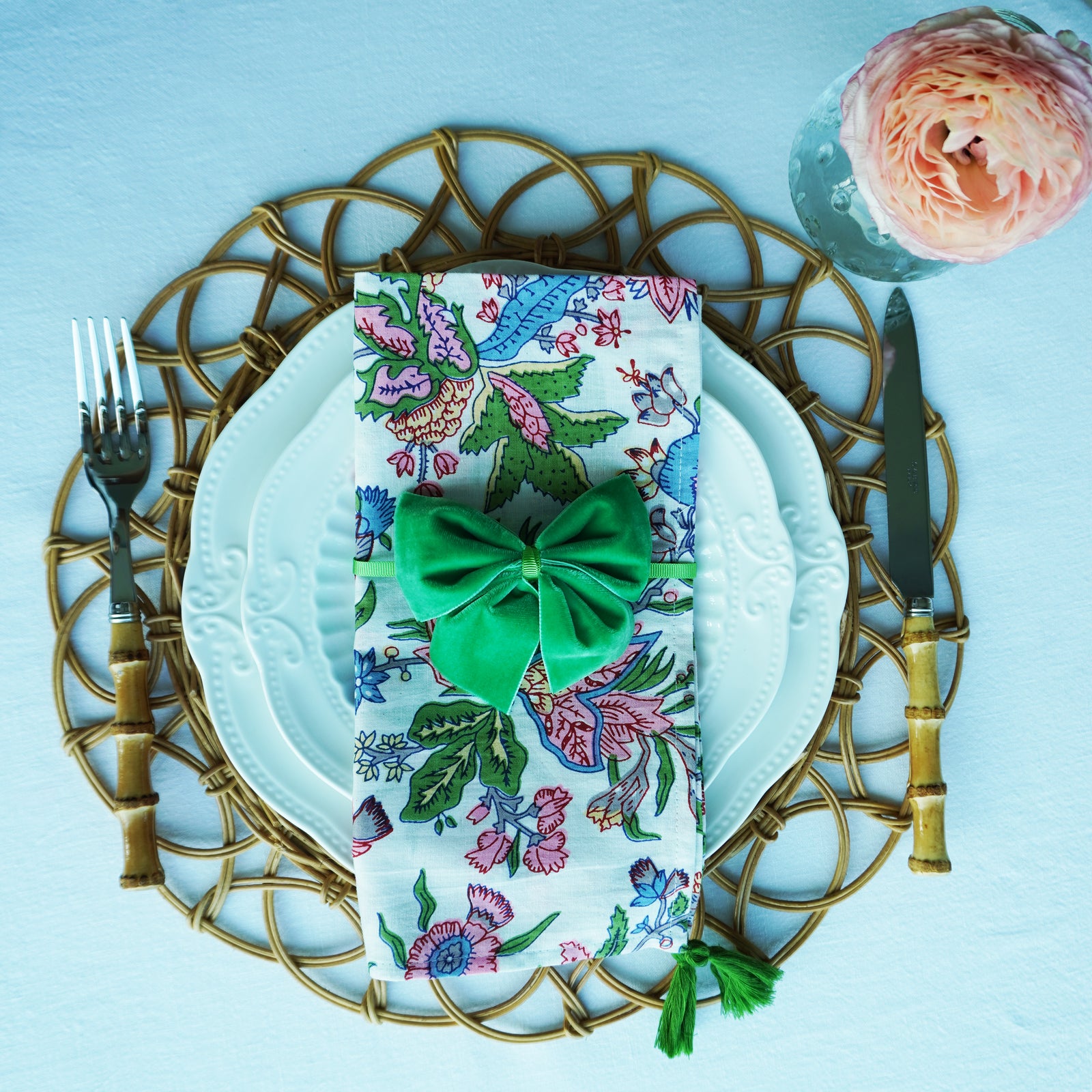 Apple Green Napkin Bows, Set of 4