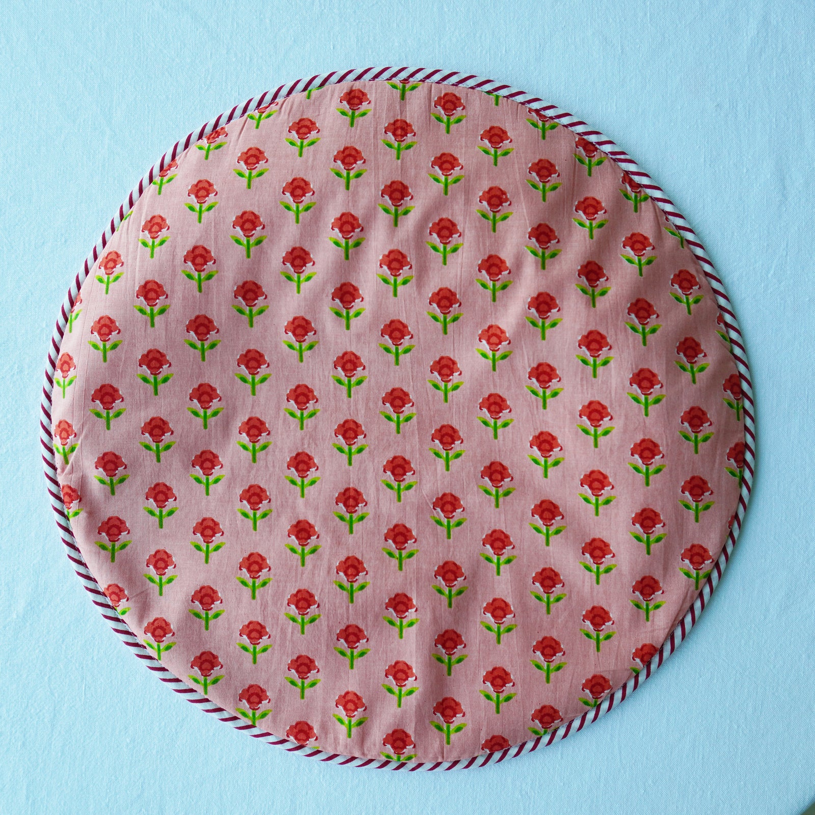 Floral Candy Cane Striped Block Print Placemat