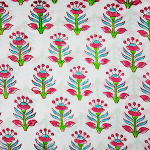 Fuchsia Flower Block Print Scallop Napkins, Set of 4