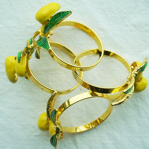 Gold Plated Lemon Napkin Rings, Set of 8
