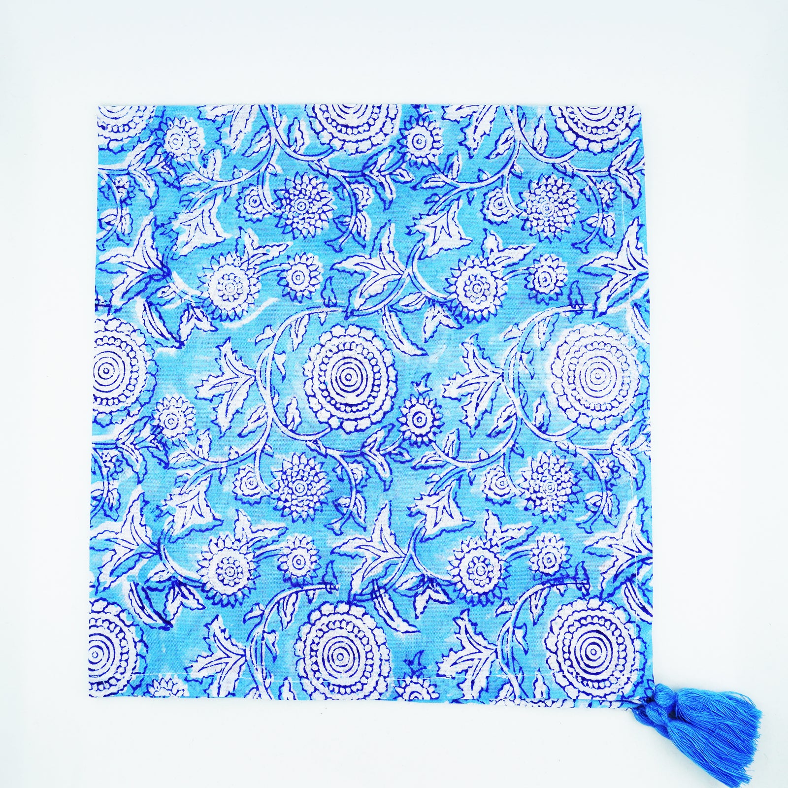 Persian Blue Paisley Tassel Napkins, Set of 4