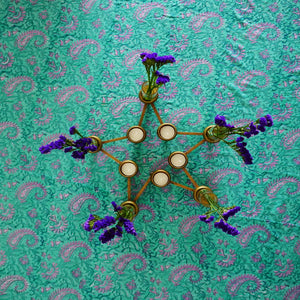 Purple Persian Paisley Scallop Round Blockprint Tablecloth (180cm)