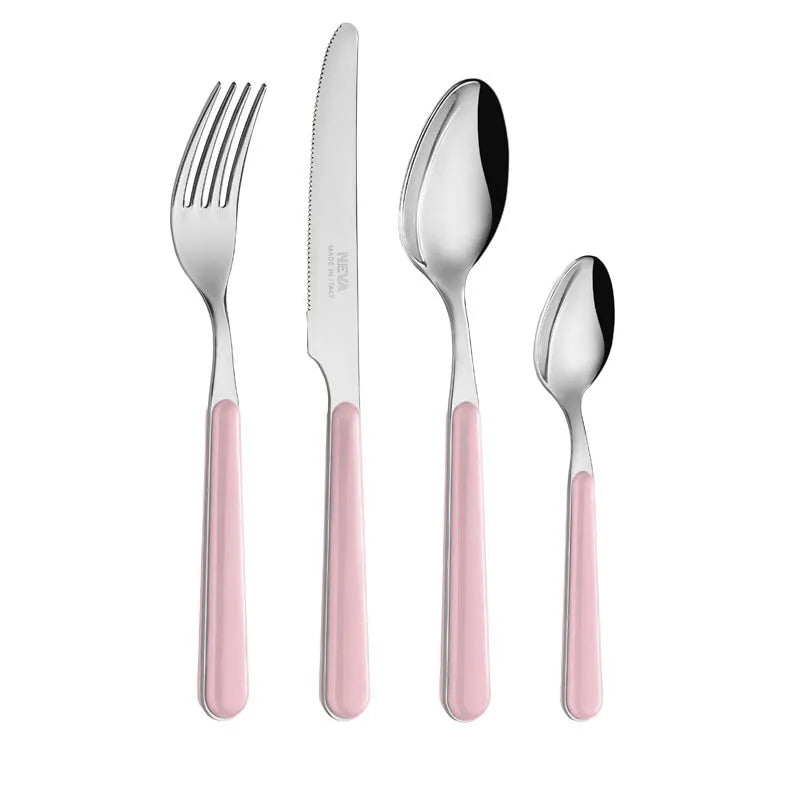 Cotton Candy Pink Pastel Cutlery, 4 Piece Set (Table Fork, Table Knife, Table Spoon, Teaspoon)