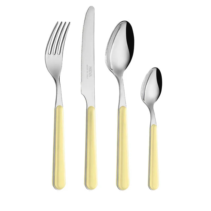 Butterscotch Yellow Cutlery, 4 Piece Set (Table Fork, Table Knife, Table Spoon, Teaspoon)