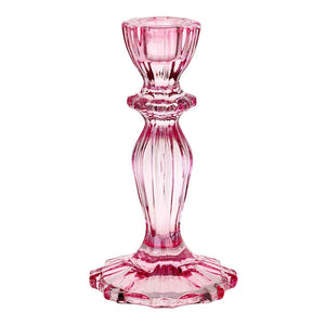 The Pink City Glass Candlestick Holder, Pair