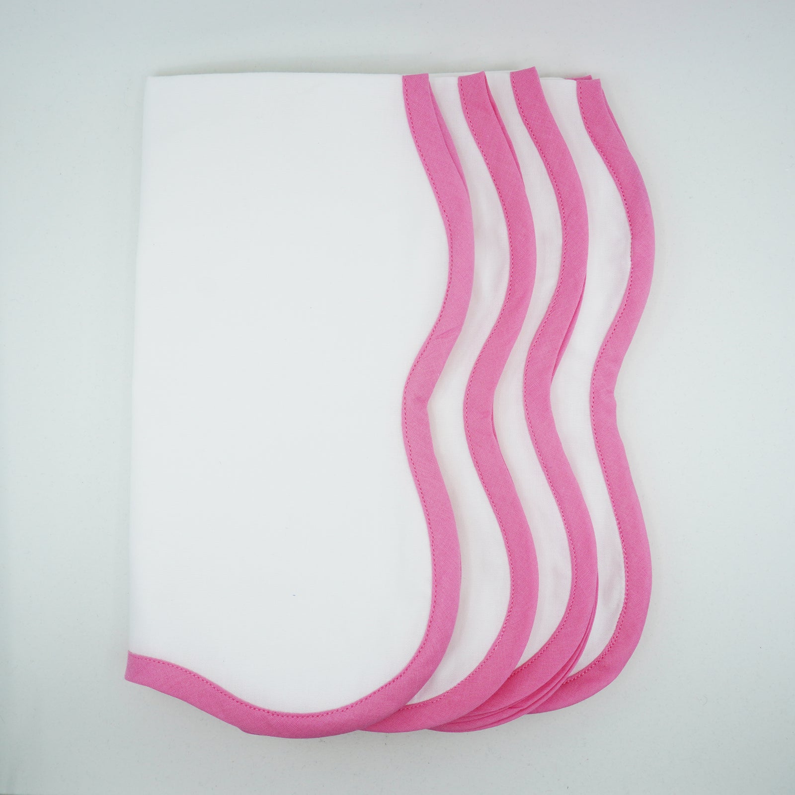 Peony Pink Scallop Napkins, Set of 4