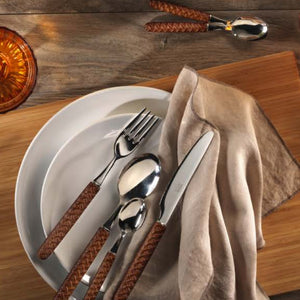 Rattan Cutlery, 4 Piece Set (Table Fork, Table Knife, Table Spoon, Teaspoon)