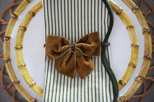Olive Green Breton Striped Scallop Napkins, Set of 2