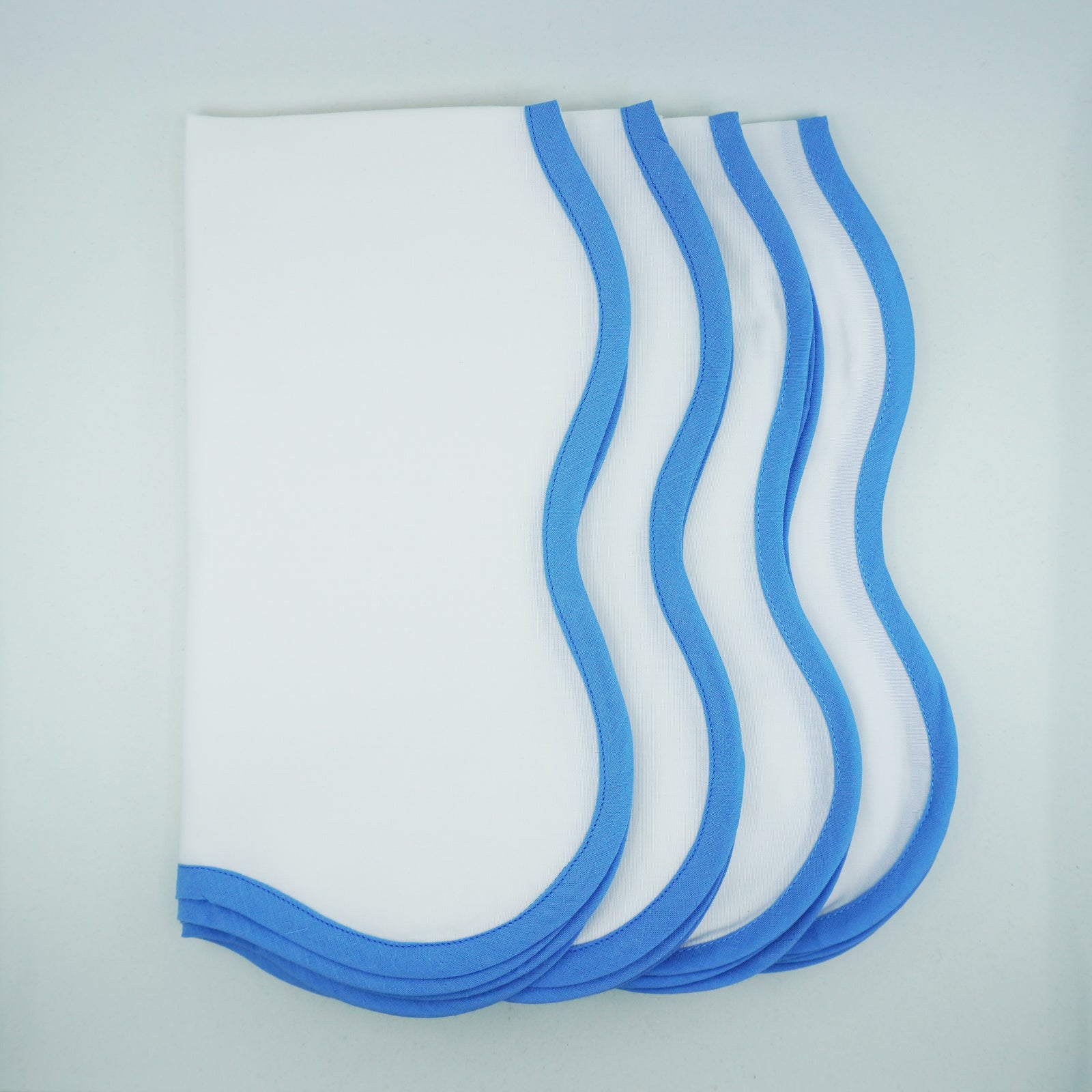 Sky Blue Scallop Napkins, Set of 4